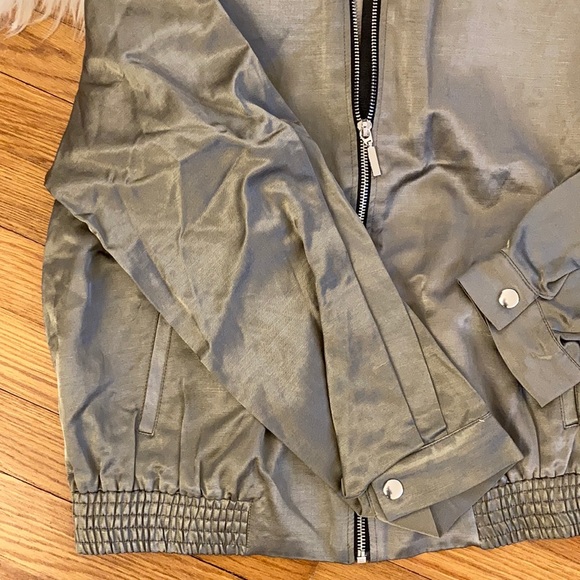 Zara Zip-Front Full-Sleeve Satin Bomber Jacket - Picture 5 of 12